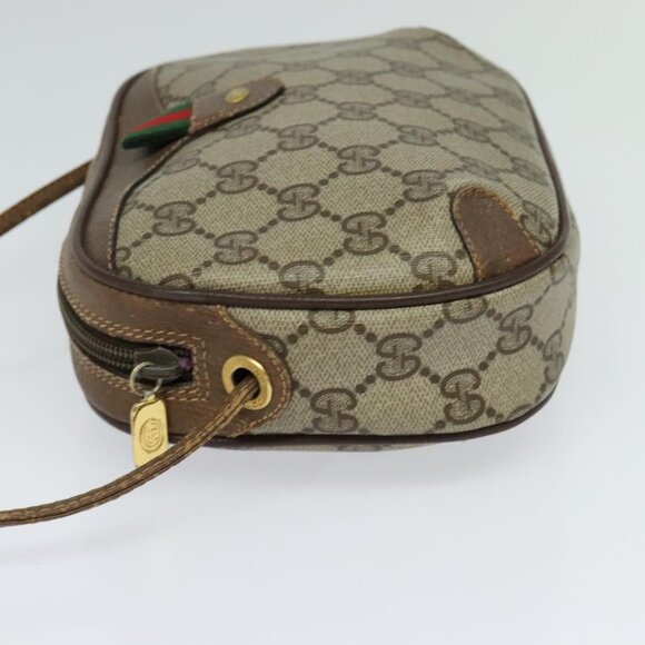GUCCI GG Supreme Web Sherry Line Bag PVC Beige Gold 156 02 066 Auth ki5606 - Picture 4 of 16
